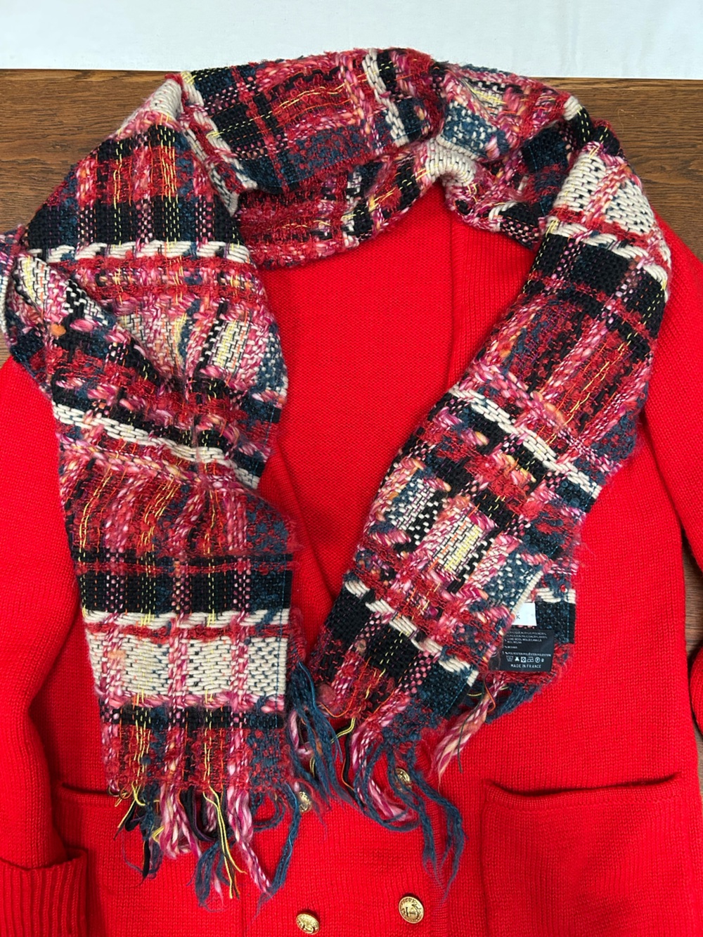 Barneys New York Multicolor Wool Blend Knit Scarf, 12” wide, 62” long. Gorgeous!